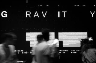 01-MAXXI-Gravity-Exhibition-Design-Entrance-wall-Projection-Light-Motion-Typography-Text